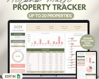 Airbnb Multi-Property Tracker: Income & Expense Google Sheet