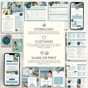 Travel Agent Business Templates: Forms, Proposals, Link in Bio & Social Media (Canva)