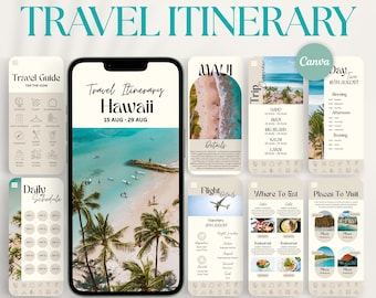 Hawaii Travel Itinerary Template: 40-Page Travel Guide, Family Trip Digital & Printable (Canva)