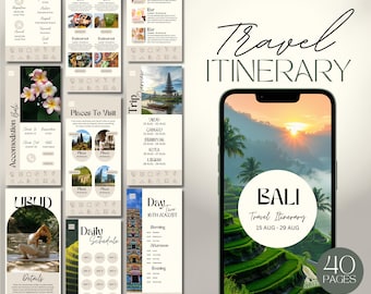Bali Travel Itinerary Template: Mobile Vacation Planner (Digital)