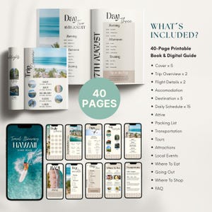 Editable Hawaii Travel Itinerary Template: 40-Page Digital + Printable Travel Guide (Canva)