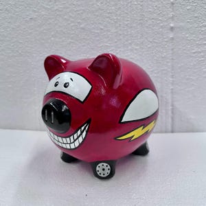 Piggy Bank, Hand Painted Bank, Ceramic Bank, Coin Bank
