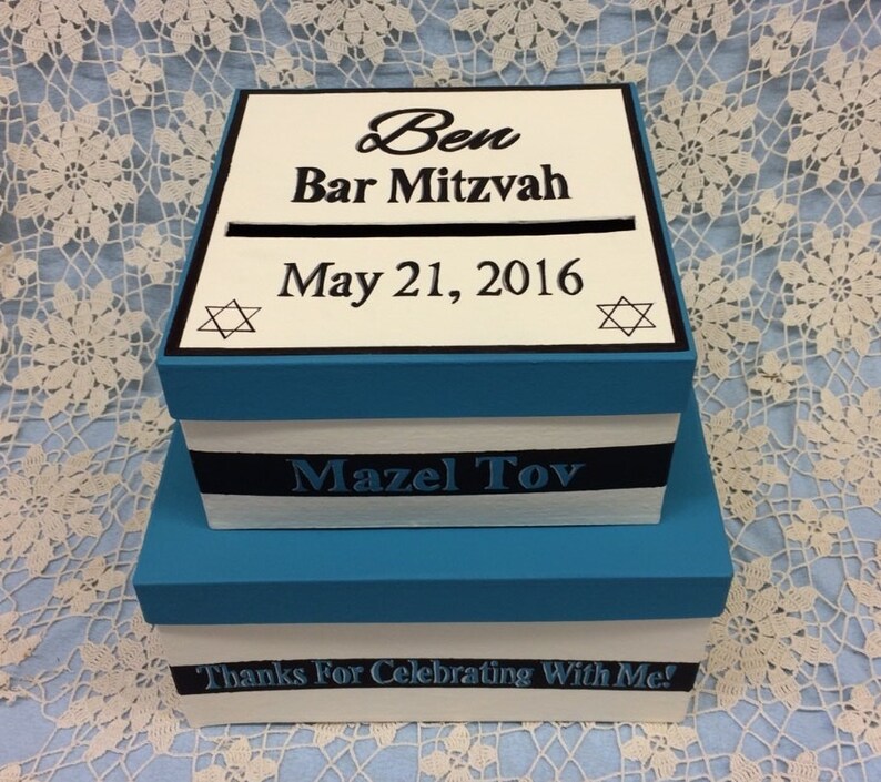 2068 2tier Bar Mitzvah Gift Card Box Bat Mitzvah Money Card Etsy