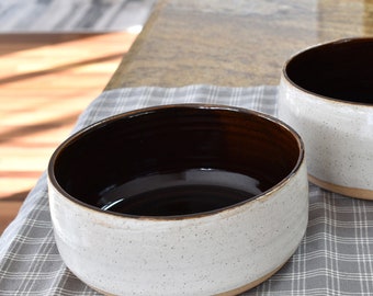 Pottery 6 1/2 Inch Kitchen Bowl, Serving Ceramic Speckled Gray, Kitchen Storage Coffee Pods, Cooking Baking, Rustic Handmade Stoneware