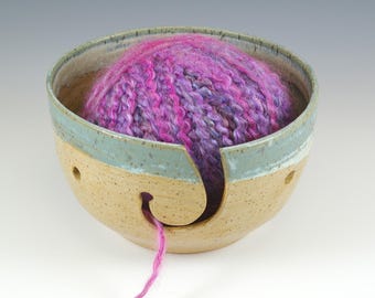 Pottery Ceramic Yarn Bowl, Knitter Gift, Slightly Irregular, Handmade