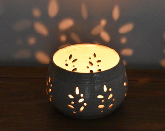 ONE Pottery Candle Holder Luminary, Mothers Day Table Centerpiece Decor, Lantern Pretty Little Liars Pottery Tea Light, Home, Ceramic Votive