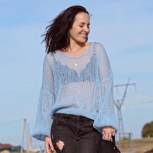 Oversized Mohair Knit Sweater for Women, Handmade Soft Pullover, Cozy Fall Jumper, Warm Autumn Knitwear, Gift for Her, Minimalist Clothing