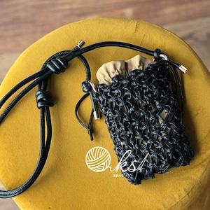 Handmade Macrame Crossbody Bag: Faux Leather Boho Belt Purse