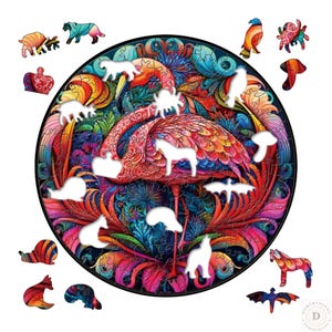 Unique Animal Wooden Jigsaw Puzzles |Flamingo| DIY Crafts | Educational Toys for Adults and Kids | Perfect Gift Idea