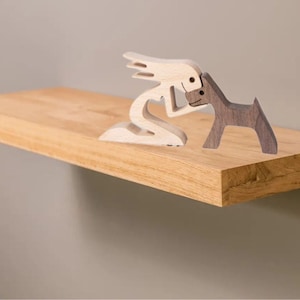 Wooden Sculpture - Wooden Man and Dog Figures - Perfect Gift for Dog Lovers - Unique Wooden Decoration for Wood Lovers
