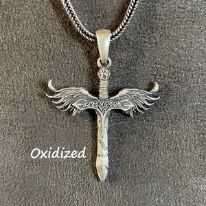St. Michael Sword Pendant, 925K Silver Sword of Commander of The God St Michael Necklace, Unique Men&#39;s Necklaces, Patron Saint Pendant