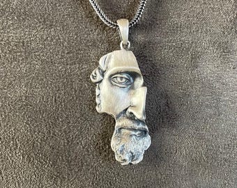 Marcus Aurelius Pendant, Silver Roman Emperor Necklace, Antoninus Augustus Jewelry, Stoic Philosopher King Pendant