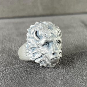 Bison Head Ring, Bison Silver Ring, Bison Head Signet Men Jewelry, Bison Lover Gift, Animal Lover, Silver Rings for Women and Men