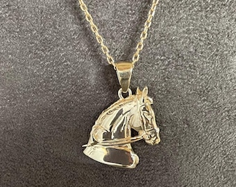 Horse Head Pendant, 14K Solid Gold Horse Necklace