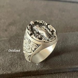 Virgin Mary Ring, Sterling Silver Our Lady of Grace Ring, Miraculous Gift for Family