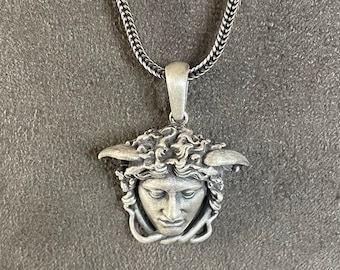 Sterling Silver Medusa Pendant Necklace, Ancient Greek Mythology Jewelry