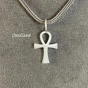 Sterling Silver Ankh Pendant Necklace: Egyptian Key of Life Jewelry