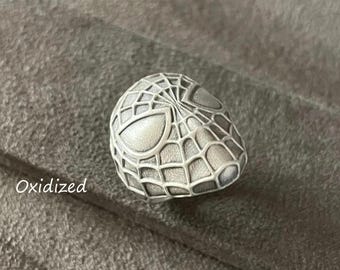 Spiderman Ring, Silver Spiderman Facemask Ring, Super Hero Jewelry, Hero Ring, Boy Gift