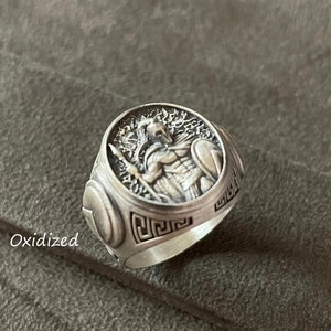 Spartan Ring, Sterling Silver Spartan Soldier Men Ring, Greek Spartan Men Ring, Leonidas Ring, Spartan Shield, Helmet Accessory
