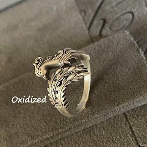 Handmade Phoenix Ring, Mythologic Simurg Pinky Ring, Mythical Rebirth Jewelry, Gift for Girlfriend