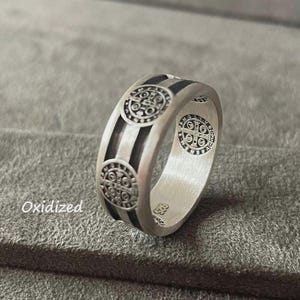 Saint Benedict Ring, Silver Cross Exorcism Band Ring, Amulet for Devotees, Spiritual Jewelry