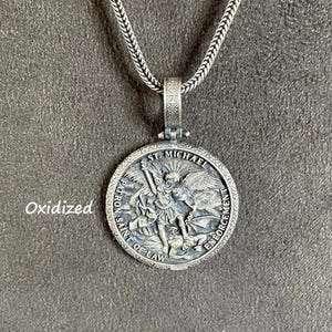 Sterling Silver queen of archangel Pendant, Saint Michael necklace, Christian gift for Christmas and Black Friday