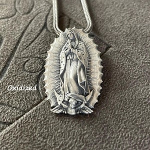 Colgante de la Virgen María de Guadalupe, collar de la Santa Madre en plata de ley, joyería de Nuestra Señora de Guadalupe, regalos cristianos, regalo de bautismo para niña