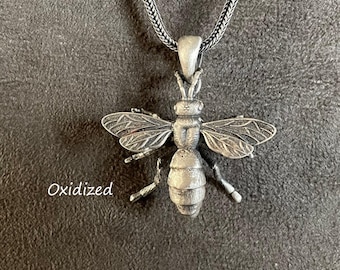 Bienen-Anhänger-Halskette, 3D-Honig-Bienen-Schmucksachen, Sterlingsilber-Tierliebhaber-Geschenke für Frauen