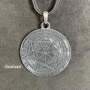 Seven Archangel Pendant, Sterling Silver Pentacle of Solomon Necklace, Seal of the Tetragrammaton, Cross Necklace Men, Gift for Christmas