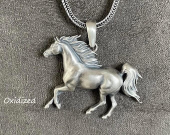 Running Horse Necklace, Prancing Mane Detail, Animal Lover Gift, Western Jewelry, Horse Zodiac Chinese