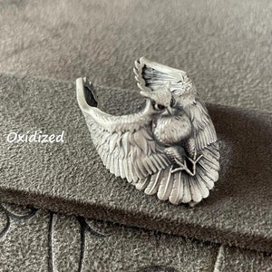 Open Owl Ring, Sterling Silver Owl Ring, Night Creature, Symbol of Wisdom, Birds of Prey Nature Ring, Cool Ring for Men and Women