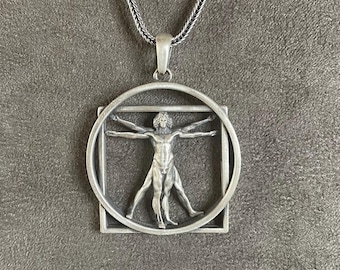 Leonardo Vitruvian Da Vinci Halskette, Vitruvian Man Anhänger, Renaissance Halskette, Geschenk für Männer