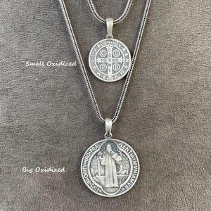 St. Benedict Medallion, 925 Sterling Silver Saint Benedict Necklace, Exorcism Baptism Gift Boy Catholic