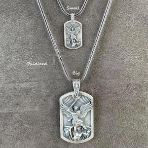 Archangel Necklace, Saint Michael Handmade Pendant, 925 Sterling Silver Christian Protection Gift for Men