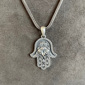 Hamsahanger, sterlingzilveren hand van Fatima-ketting, boze oogketting, beschermingsketting, amulethanger, cadeau voor moeder, gouden hamsa