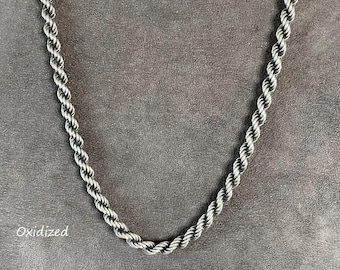 Rope Necklace Chain, Silver Rope Chain, Hallow Twisted Rope Chain, Chunky Rope Chain, UNISEX