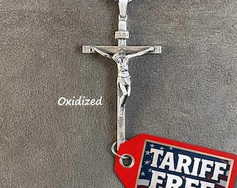Jesus Crucifix Pendant, Silver Crucifixion of Jesus Necklace, Faith Over Fear, Dainty Cross Necklace