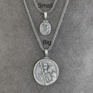 Saint Christopher Pendant, Silver St Christopher Necklace, Christian Amulet, Catholic Jewelry, Men Gifts