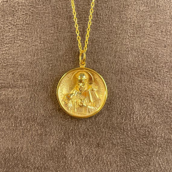 14K Real Gold Saint Francis Pendant, St Francis Necklace
