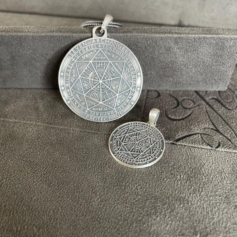 Seven Archangel Necklace, Gift for Men, Seals of Solomon Sacred Geometry Amulet, Spiritual Gift image 5