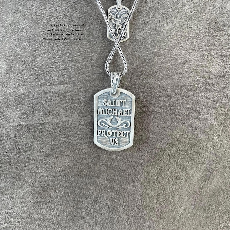 Archangel Necklace, Saint Michael Handmade Pendant, 925 Sterling Silver Christian Protection Gift for Men image 2