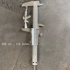 Sterling Silver AK47 Rifle Pendant Necklace, Oxidized Combat Style Jewelry image 9