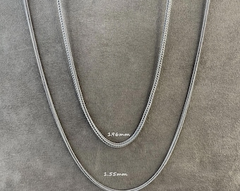 Foxtail Chain Sterling Silver Necklace, 1.55mm and 1.95mm Men's Chain, Birthday Gifts Jewelry