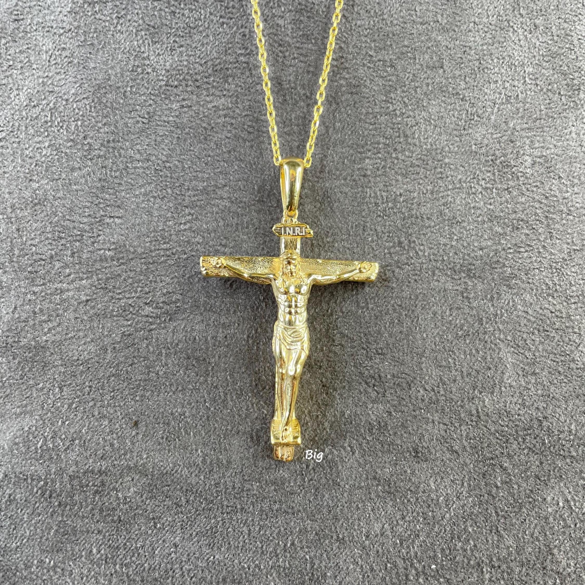 Ciondolo Croce Cristo In Oro Giallo 18 Kt 750 (6121 - Foto 4