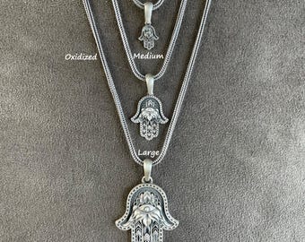Hamsa Pendant, Sterling Silver Hand of Fatima Necklace, Evil Eye Necklace, Protection Necklace, Amulet Pendant, Gold Hamsa, Charm Jewelry