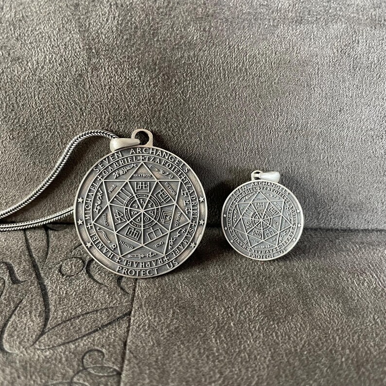 Seven Archangel Necklace, Gift for Men, Seals of Solomon Sacred Geometry Amulet, Spiritual Gift image 8