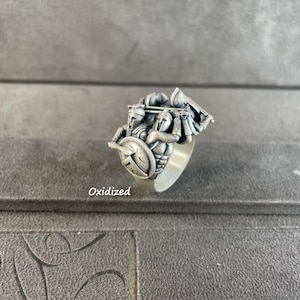 Sterling Silver Spartan Ring, Leonidas Helmet Shield, Men&#39;s Christmas Gift
