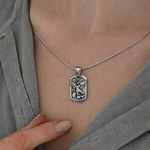 Archangel Necklace, Saint Michael Handmade Pendant, 925 Sterling Silver Christian Protection Gift for Men image 10