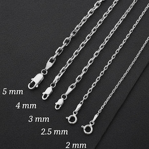 Collar de cadena tipo cable, cadena de eslabones de ancla hecha a mano, regalo para hombre de Navidad, plata de ley 925