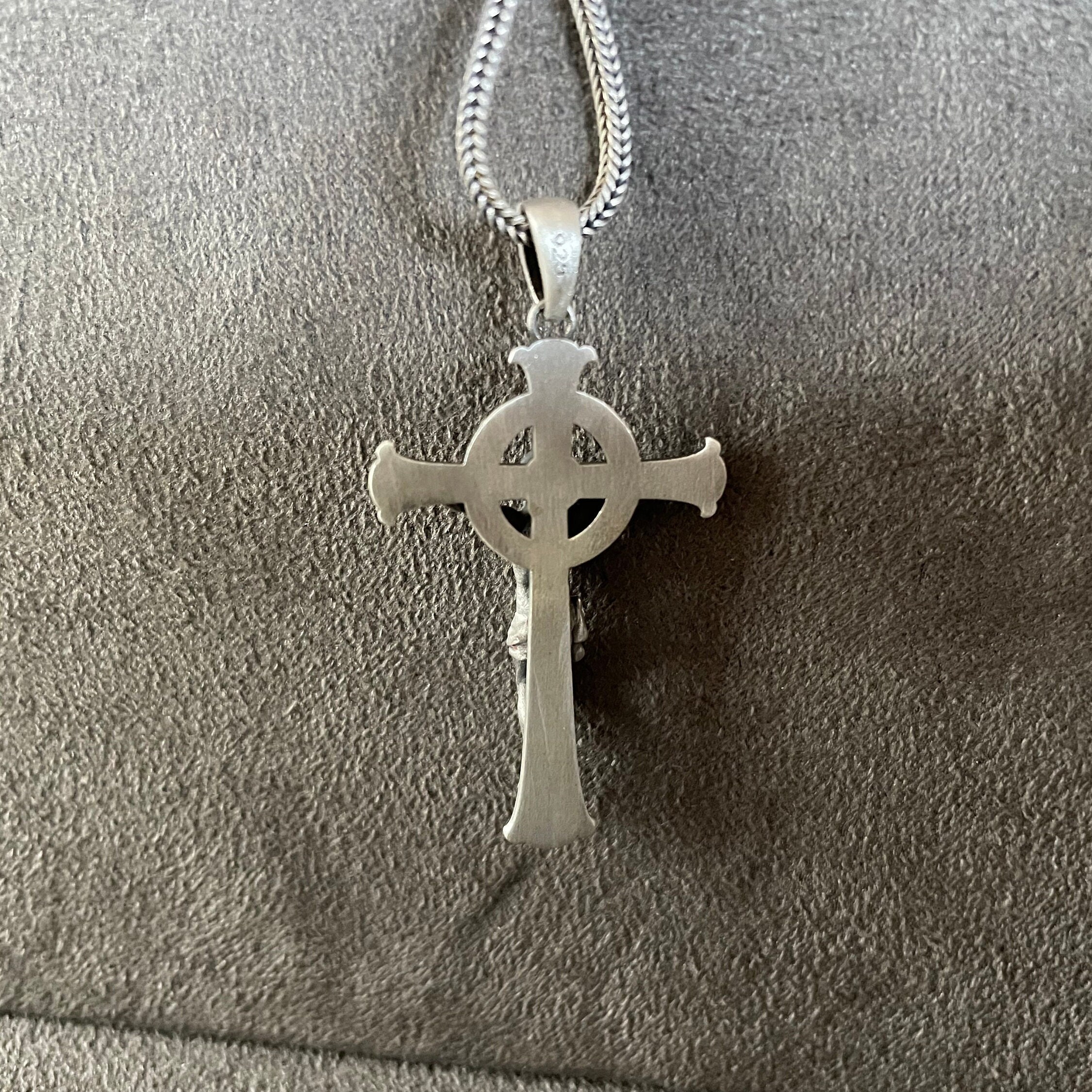 OHAYOO Crocifisso, collana da uomo in argento sterling 925, a forma di croce con ciondolo a forma di Gesù, collana in argento turchese con croce da